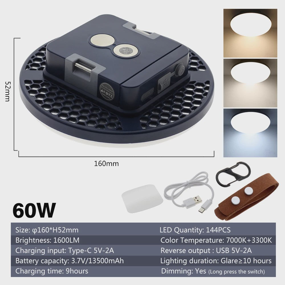 Oplaadbare Camping Lantaarn met Powerbank - 3 Lichtstanden, IP65 Waterdicht
