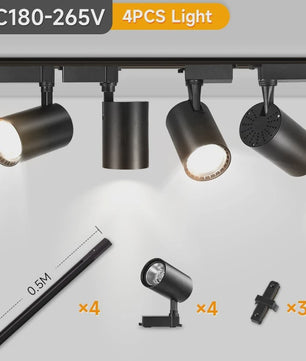 LED Railverlichting Set: 220V Plafondspots (12-40W) voor Woonkamer & Keuken