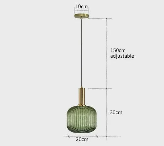Moderne Ribbel Glazen Hanglamp - Scandinavisch Design in Groen, Grijs & Amber - E27 Fitting