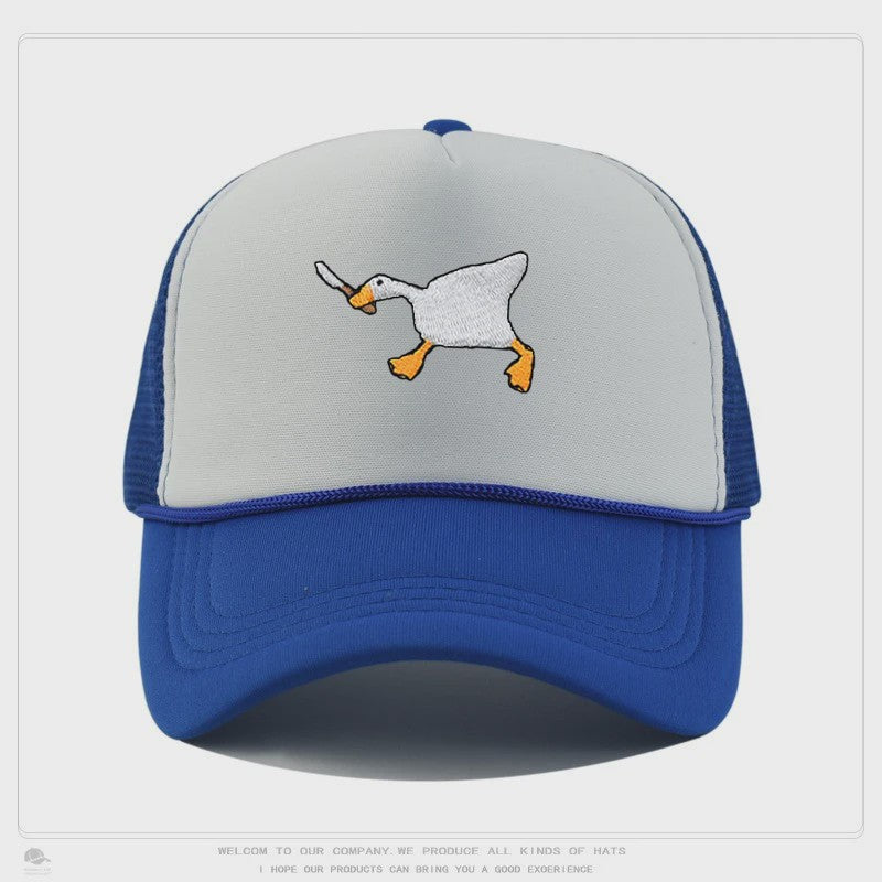 Unieke Geborduurde Baseball Cap met Gans Patroon - Casual Stadsstijl
