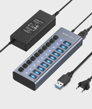 Acasis 16-Poorts USB Hub 10Gbps met Individuele Schakelaars & Snelle Data Transfer