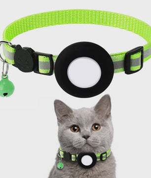 Verstelbare Airtag Kattenhalsband met Veiligheidsgesp, Bel & Reflectie - Anti-Verlies Tracker Houder
