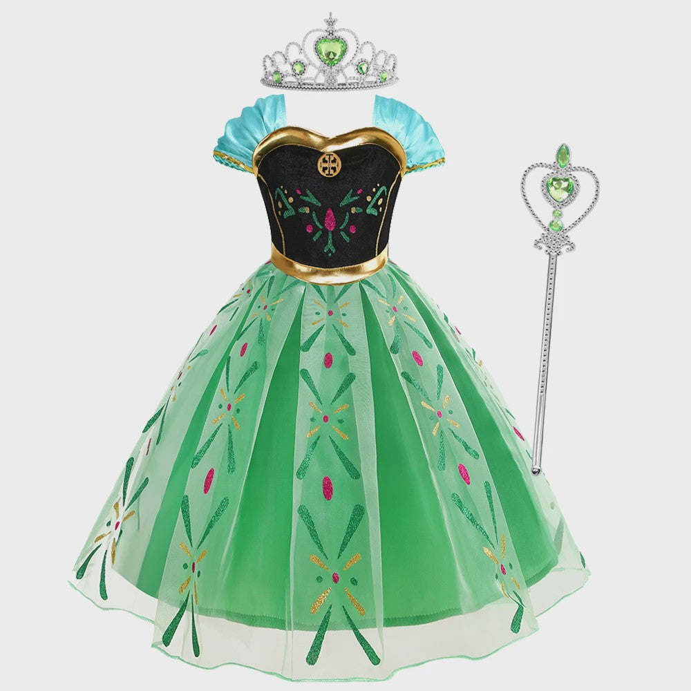 Prinsessenjurk Anna Frozen Kinderkostuum - Feestelijk Verkleedjurkje