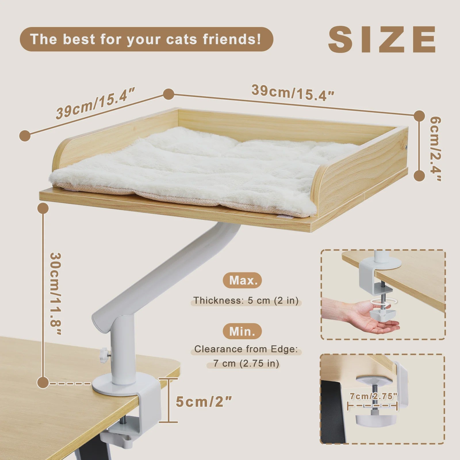 360° Draaibare Kattenmand voor Bureau - Comfortabele Hangmat voor Binnenkatten