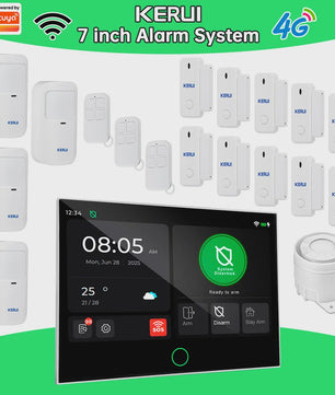 Kerui Alarmsysteem met 7-inch Touchscreen, 4G WiFi en Tuya Smart Integratie