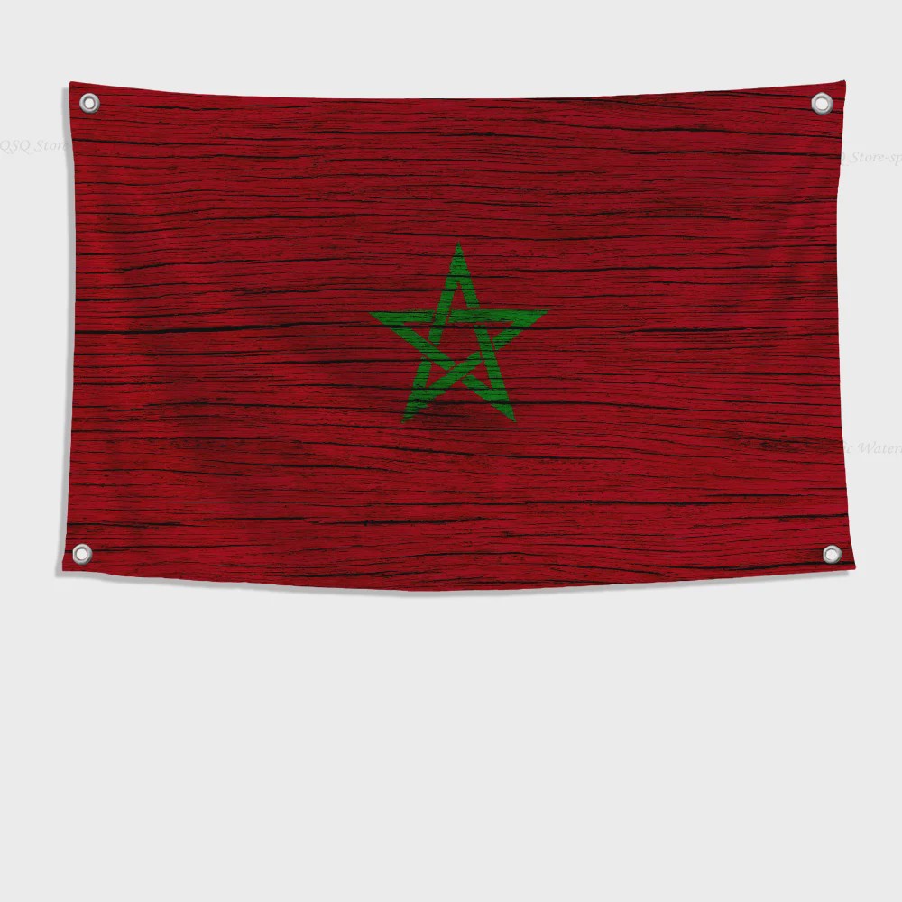 Marokkaanse Vlag - Polyester Decoratie met Ophangringen voor Binnen en Buiten