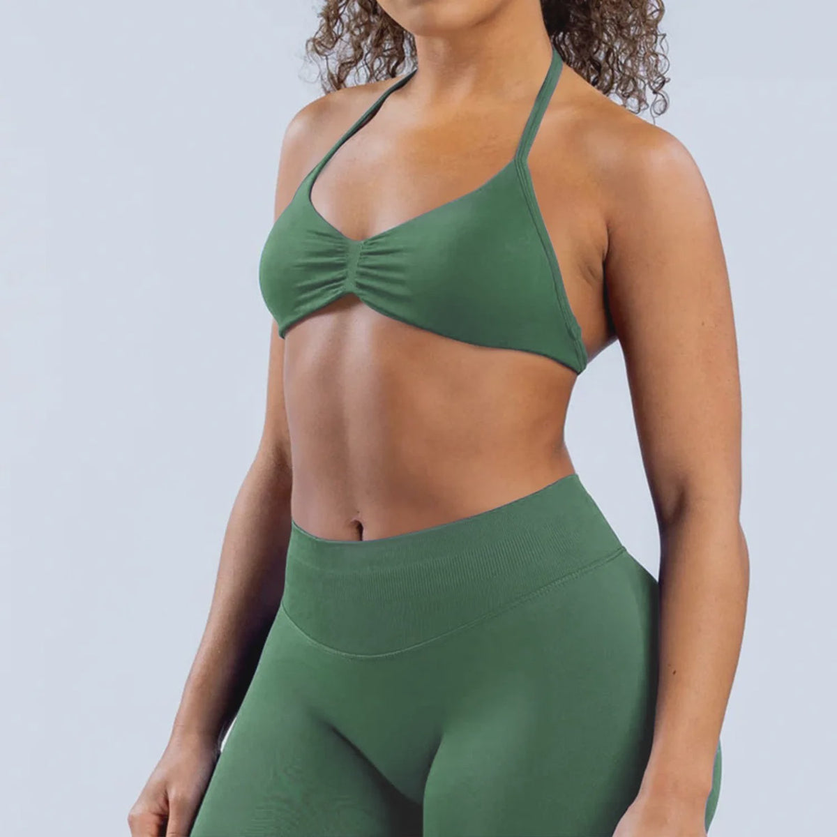 Naadloze Yogaset Dames: Sportbeha met Halternek & High Waist Shorts