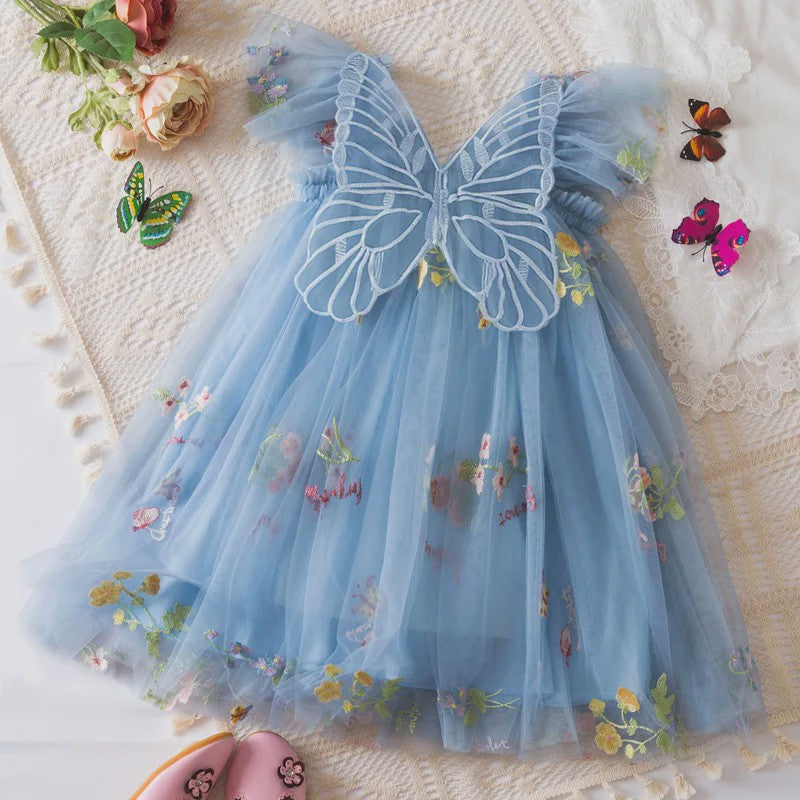 Zomerse Prinsessenjurk Meisjes met Kant en Bloemenprint - Perfect voor Feestjes en Bruiloften