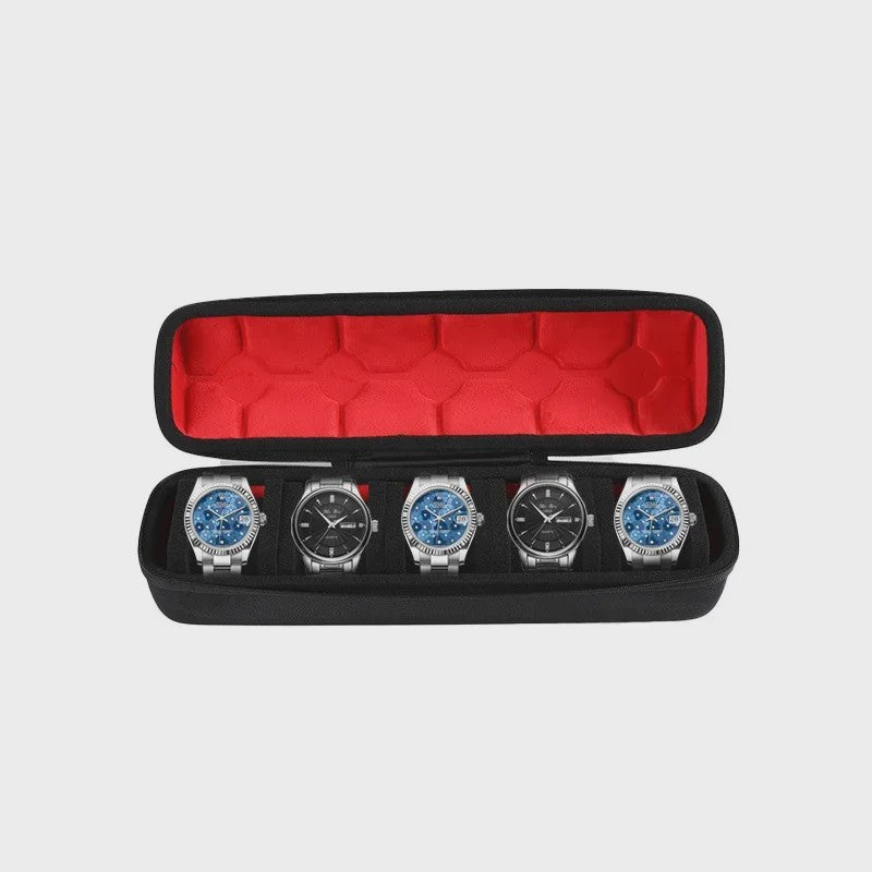 Luxe Horloge Reiskoffer - Harde Rol Organizer met Rode Voering voor 1, 2, 3, 5, 6 of 10 Horloges