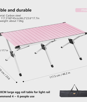 Opvouwbare Kampeer Eierrol Tafel - Draagbaar Carbon Staal met Draagtas voor Picnic & BBQ
