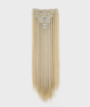 24 Inch Synthetische Haarverlenging met Clips - 7 Delig Set - Lang Steil Haarstuk voor Dames