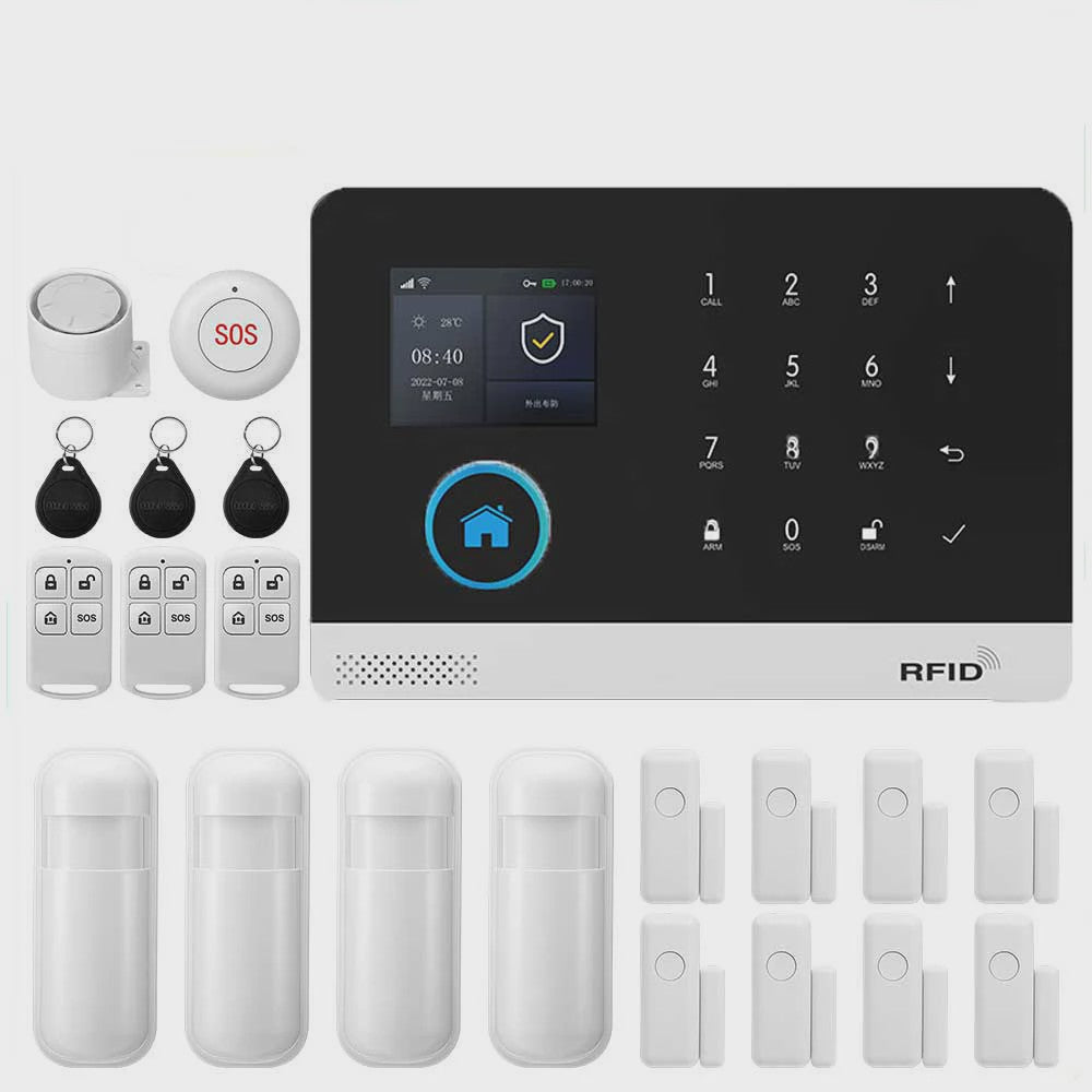 Slim Beveiligingssysteem voor Thuis: WIFI/GSM Alarm met Deur- en Bewegingssensoren, Tuya & Alexa Compatibel