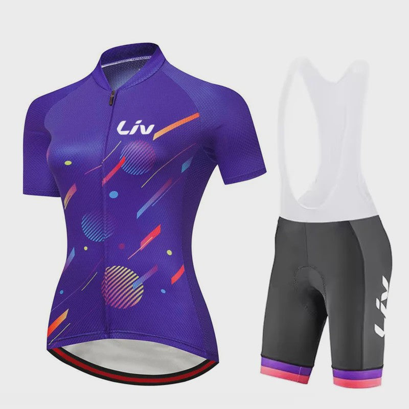 LIV Dames Fietsset Zomer - Korte Mouwen Jersey & Bibshort - Sneldrogend