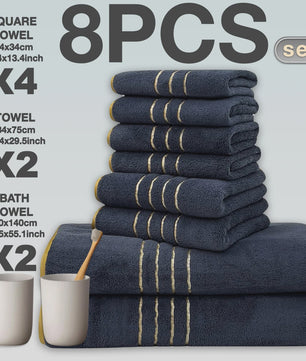 Luxe 8-delige Koraal Fleece Handdoekenset - Zacht, Absorberend & Sneldrogend
