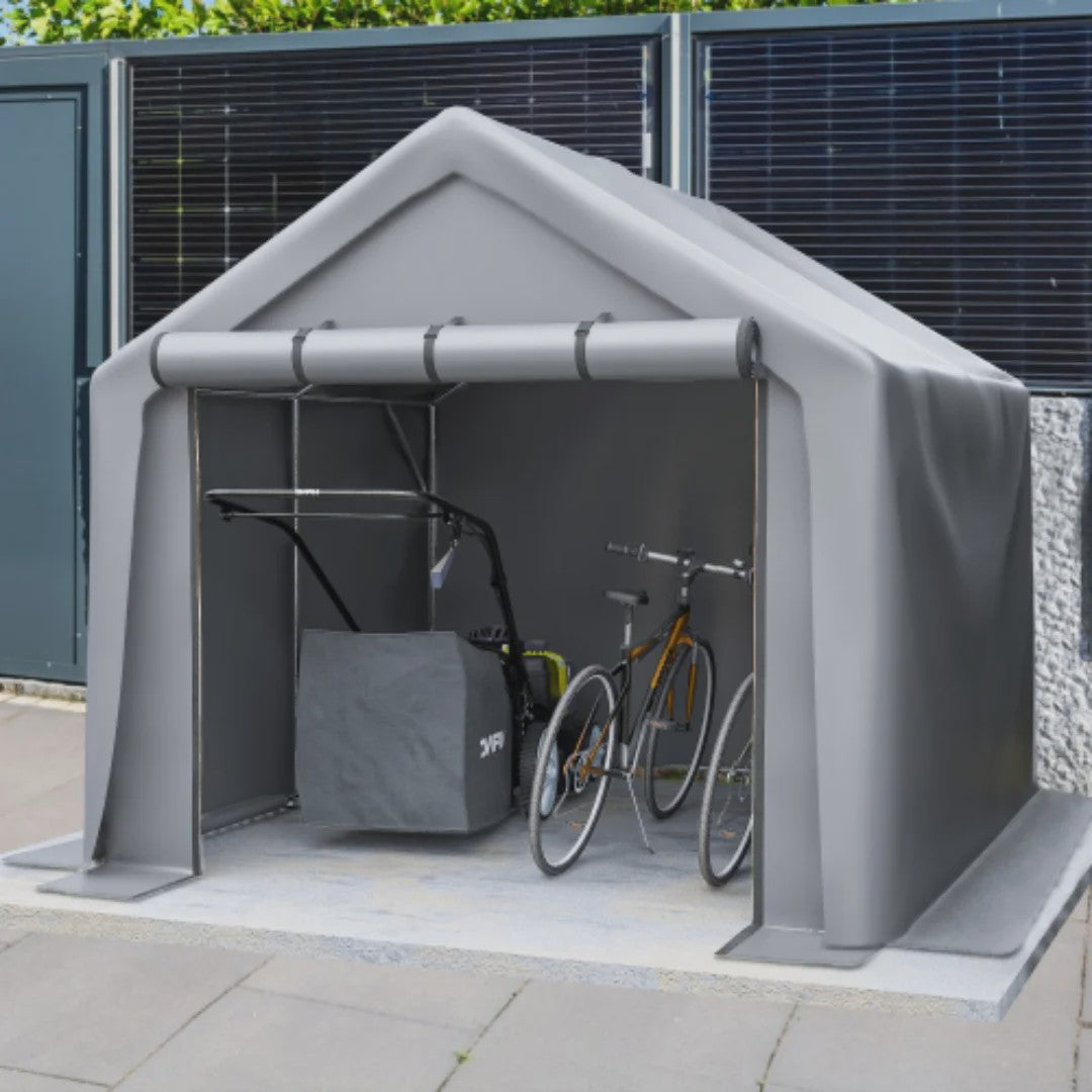 Donkergrijze Fietsenstalling Tent - 305x296x233cm - Outdoor Opslag voor Fietsen & Tuin Gereedschap