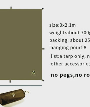 Aricxi Black Coating Tarp - Waterdicht Kampeer Tarp 3x3m & 4x4m