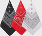 Unisex Paisley Bandana Sjaal - 55x55cm - Zwart, Rood, Wit
