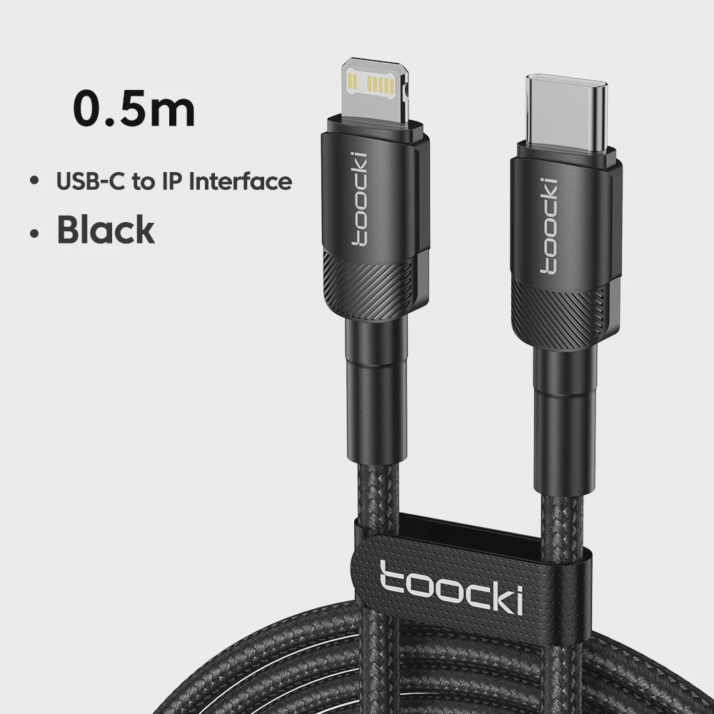 Toocki PD 27W USB-C naar Lightning Kabel voor iPhone - Snel Laden & Data