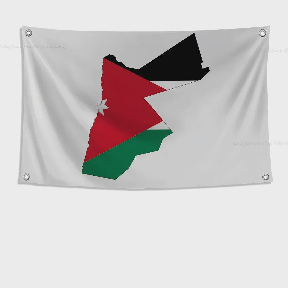 Jordanese Vlag Banner - Polyester - 4 Oogjes - Buiten & Binnen Decoratie