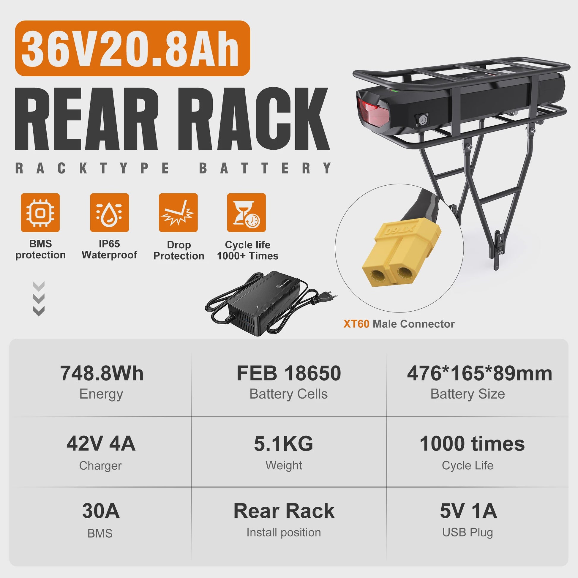 Krachtige Hailong E-bike Batterij 36V/48V/52V 20Ah-24Ah voor Bafang Motoren