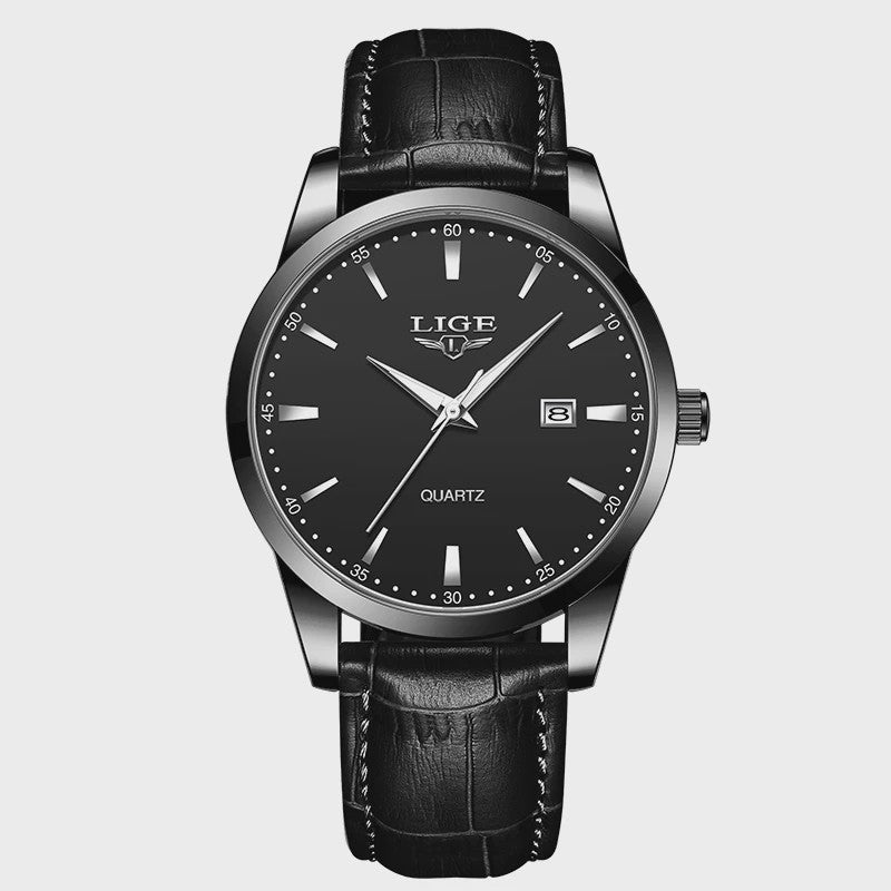 LIGE Heren Horloge Bruin Leer - Stijlvol Militair Quartz Horloge met Datum & Waterdicht