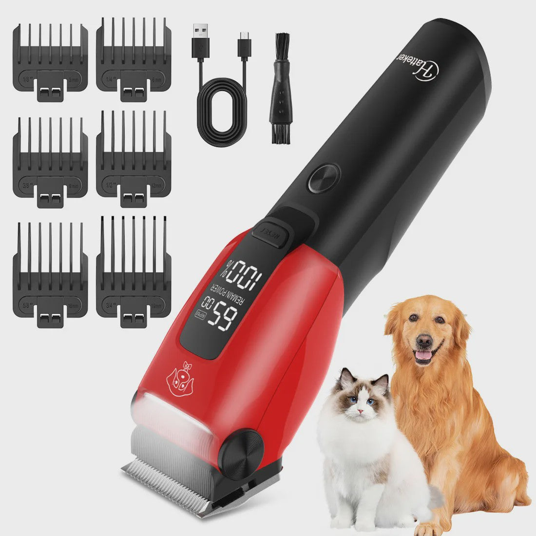 Solimpia Professionele Hond & Kat Trimmer - Krachtige 6500RPM Motor, USB Oplaadbaar, 180 Min Gebruikstijd, Stille Werking
