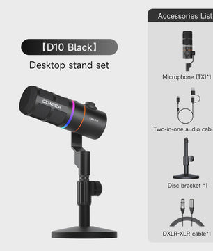 COMICA D10/D10 PRO Dynamische Microfoon: RGB, USB/XLR, Draadloos/Bedraad voor Streaming & Gaming