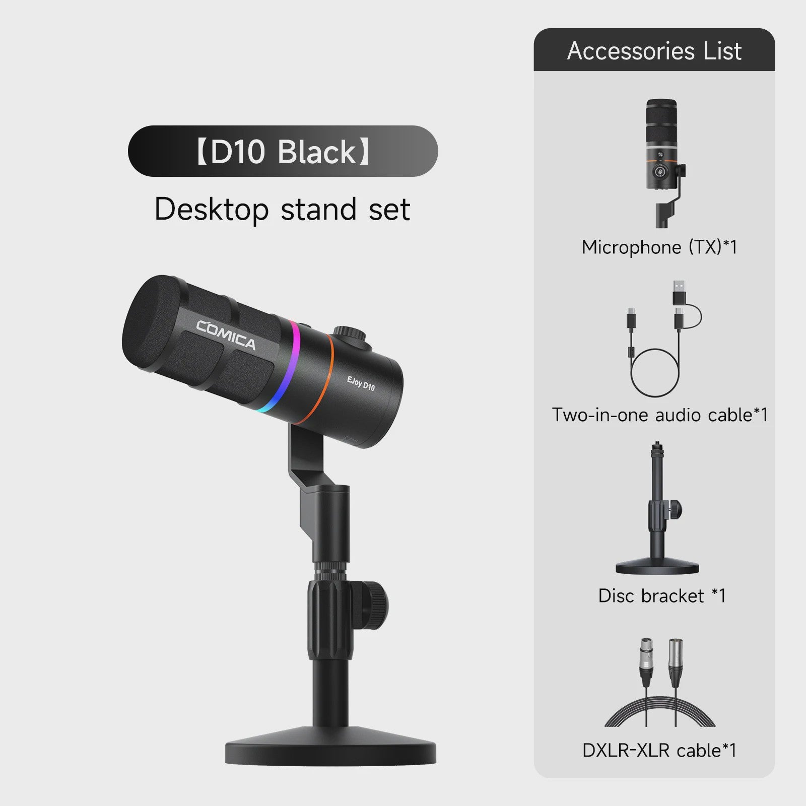 COMICA D10/D10 PRO Dynamische Microfoon: RGB, USB/XLR, Draadloos/Bedraad voor Streaming & Gaming