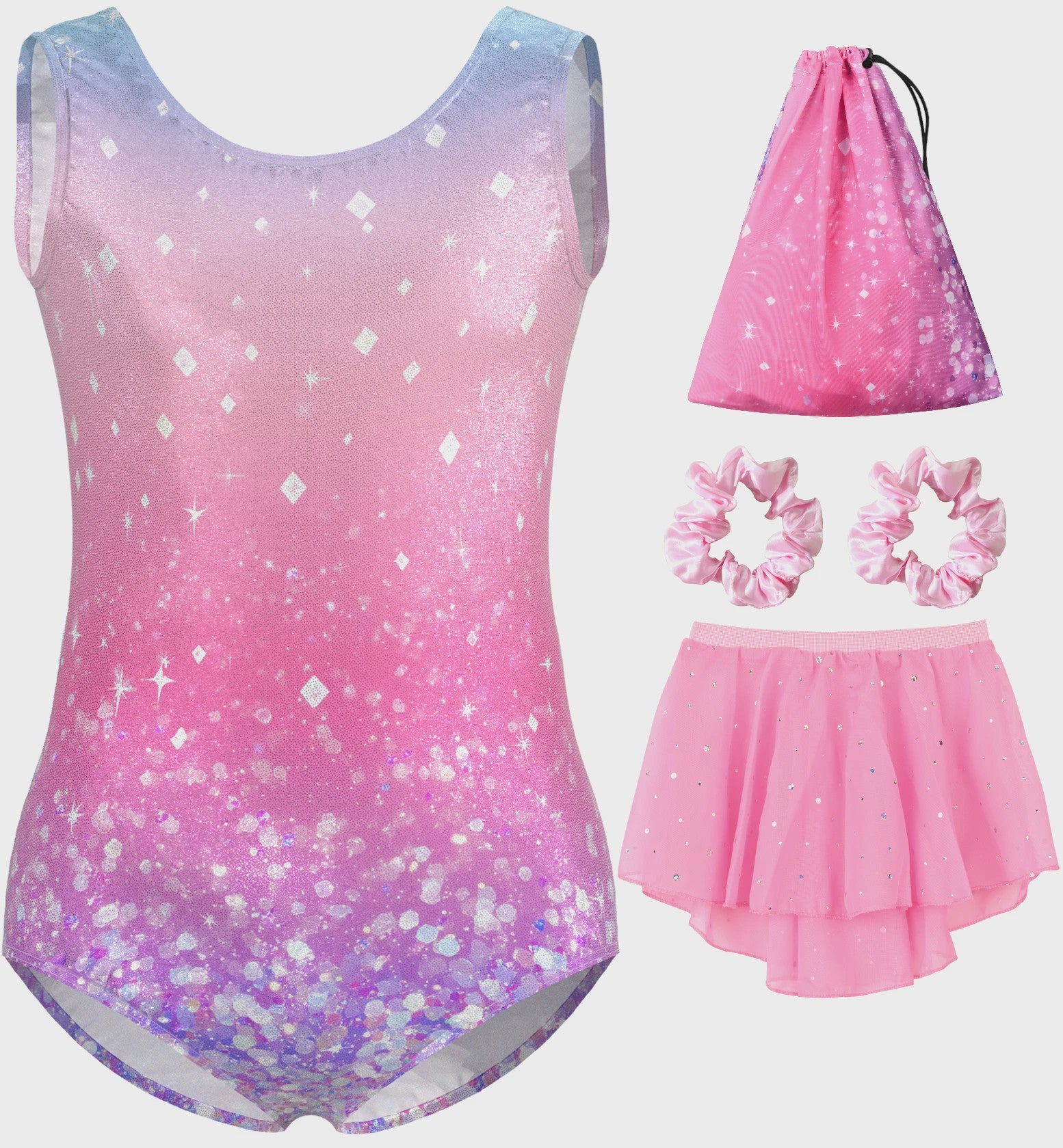 Meisjes Gymnastiek & Ballet Leotard Jurk met Afneembare Rok en Opbergtas | Leeftijd 5-11 Jaar