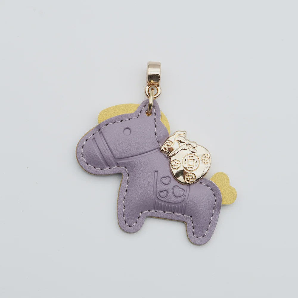 Luxe Paard Sleutelhanger - Handgemaakt Leer met Geluksmunt Charm