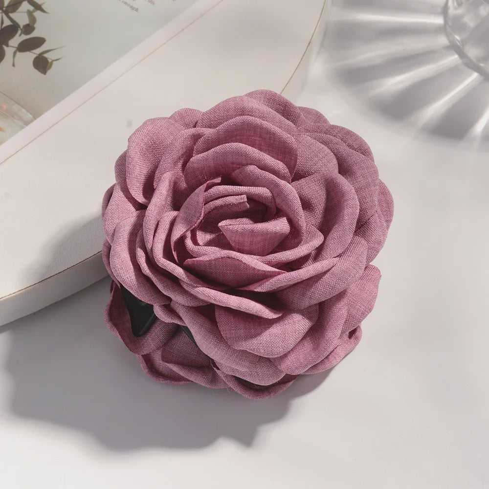 Bloem Haarclip Dames - Katoen Stof Rozen Klip - Medium Maat - Koreaanse Stijl Haarsieraad
