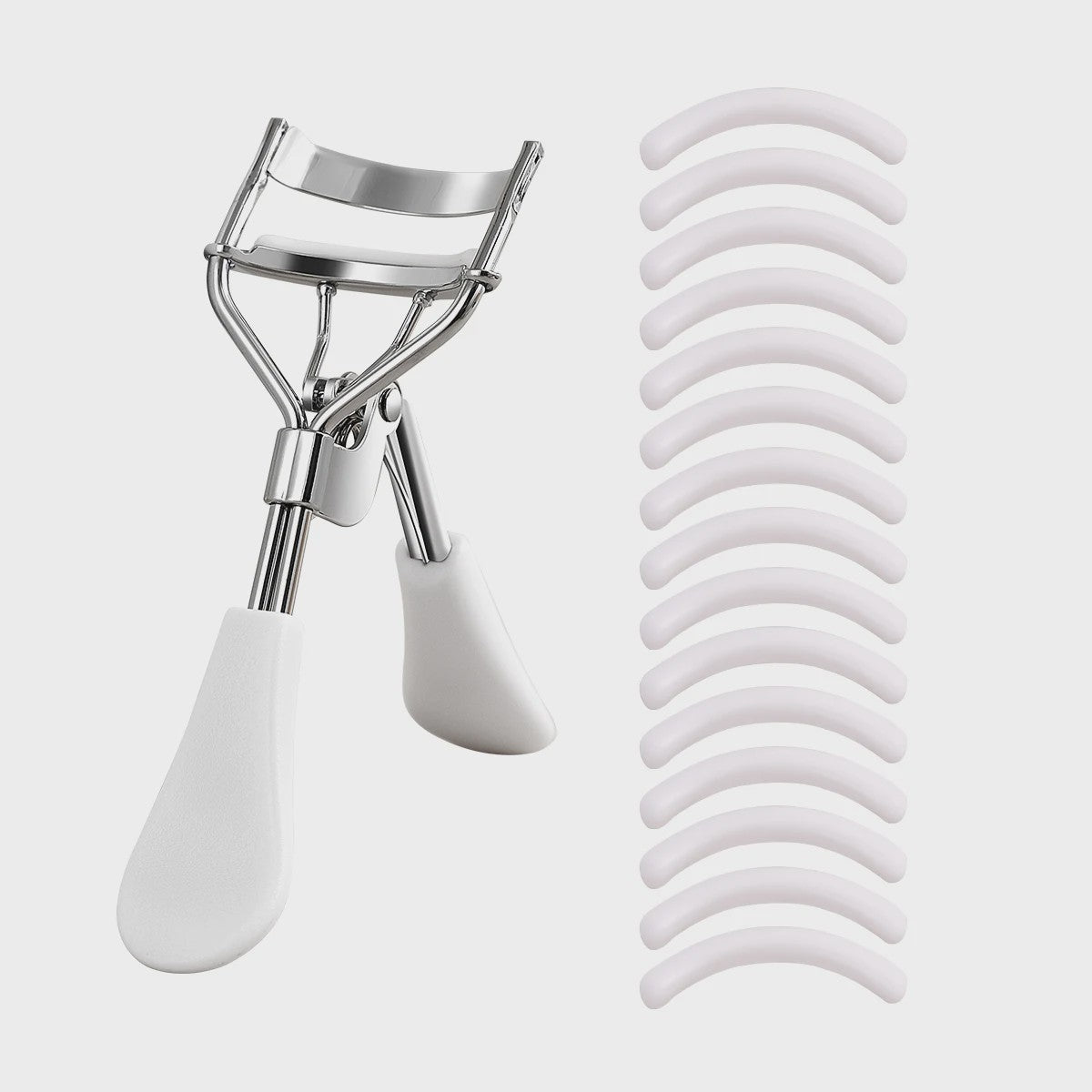 Draagbare Wimpertang met 15 Siliconen Pads - Roestvrij Staal Krultang voor Wimperextensions