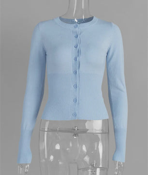 Dames Gebreide Cardigan met Lange Mouwen - Slim Fit & Elegant