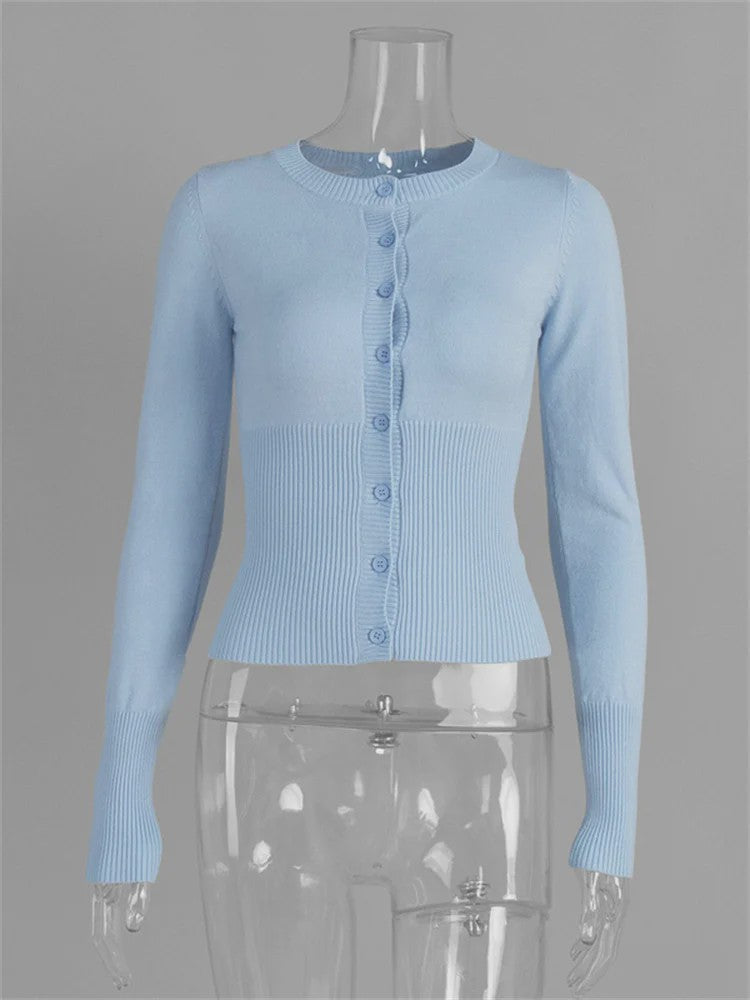 Dames Gebreide Cardigan met Lange Mouwen - Slim Fit & Elegant