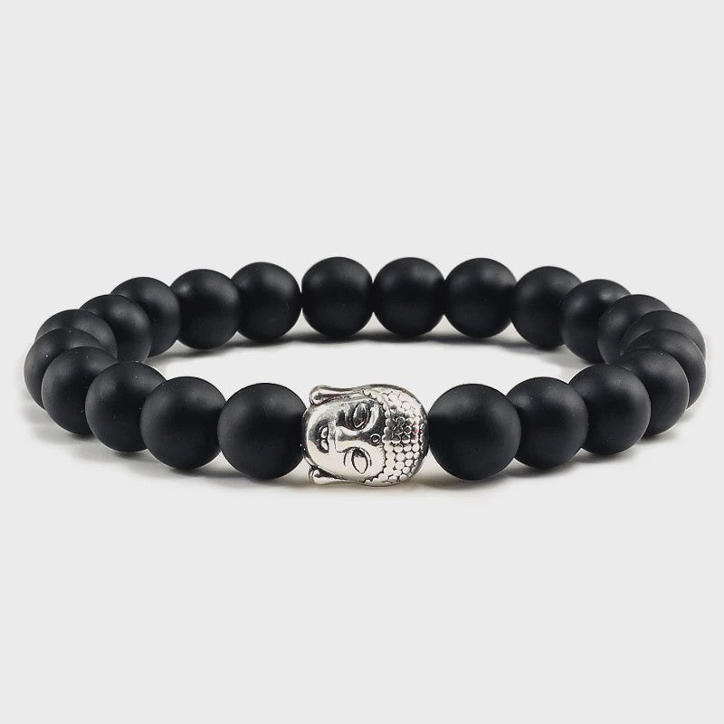 Buddha Hoofd Armband - Natuursteen & Lavasteen Kralen - Yoga & Gebedssieraden voor Dames en Heren
