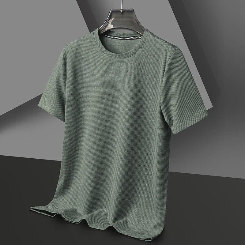 Heren Zomer T-shirt met Wafelstructuur en Korte Mouwen - Ronde Hals