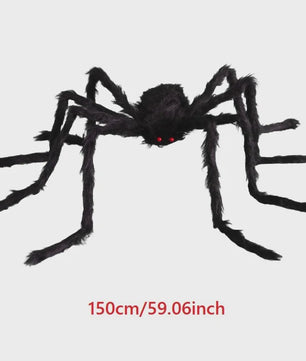 Enorme Zwarte Pluche Spin - Halloween Decoratie 30-200cm