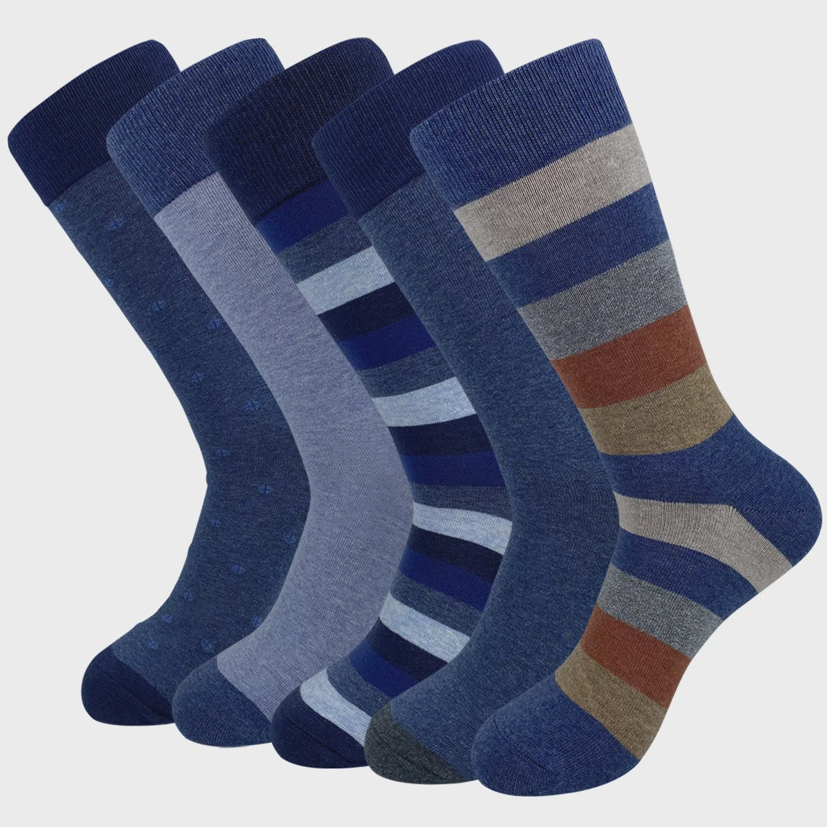 5 Paar Heren Sokken Plus Size - Comfortabel Katoen, Ademend & Stijlvol Argyle/Streep