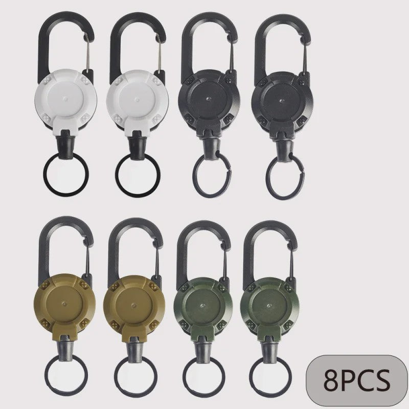 Robuuste Intrekbare Sleutelhanger met Karabijnhaak - Ideaal voor ID-badges, Sleutels & Outdoor