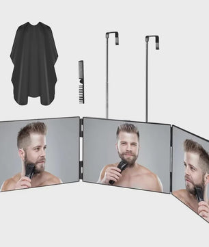 Draagbare Trifold Make-up Spiegel met Verstelbare Haak - Perfect voor Zelf Knippen, Scheren & Cadeaus