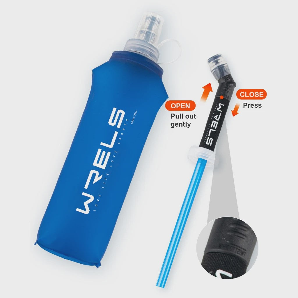 Opvouwbare Siliconen Waterfles 500ml met Rietje - BPA-vrij voor Sport & Reizen
