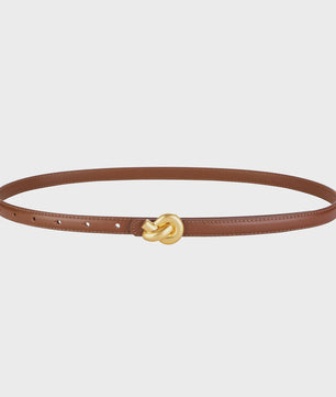 Dames Riem Echt Leer met Gouden Knoop Gesp - Stijlvol voor Jurken & Jeans