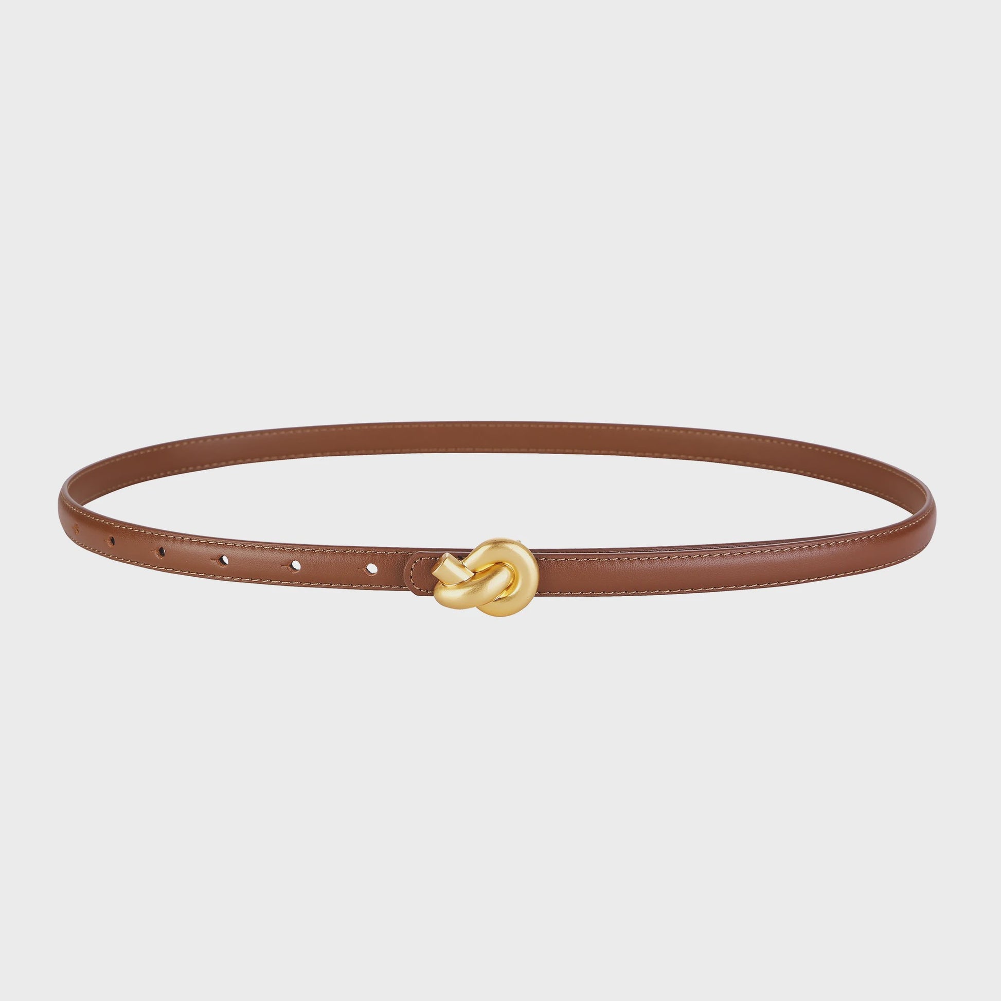 Dames Riem Echt Leer met Gouden Knoop Gesp - Stijlvol voor Jurken & Jeans
