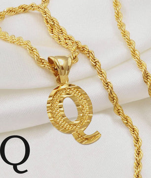 Gouden Initiaal Ketting met Touwketting - Kies Uw Letter (A-Z)
