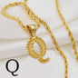 Gouden Initiaal Ketting met Touwketting - Kies Uw Letter (A-Z)