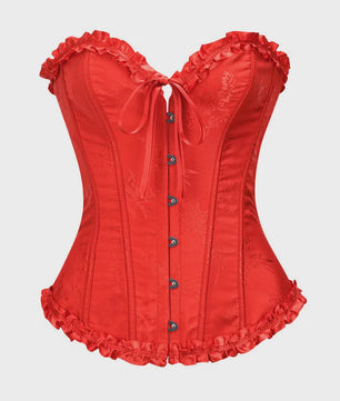 Sexy Jacquard Bustier Corset met Ruches en Push-Up Effect - Gothic Stijl