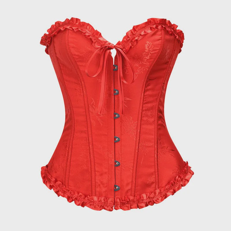 Sexy Jacquard Bustier Corset met Ruches en Push-Up Effect - Gothic Stijl