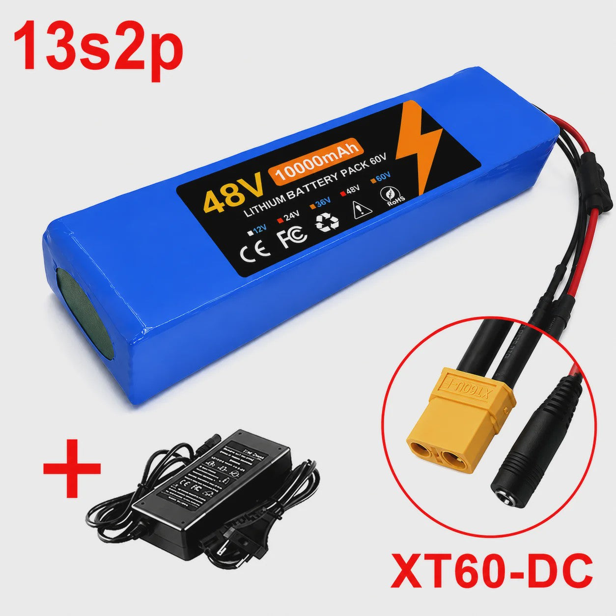 48V 100Ah Lithium Batterij Pack met BMS voor E-bike & Scooter - Inclusief 54.6V Lader