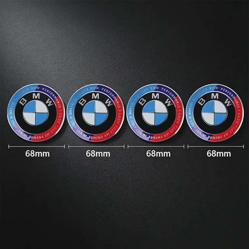 4x BMW Velgdopjes 56mm/68mm - 50th Anniversary Editie