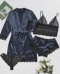 Luxe 4-delige Satin Pyjamaset met Kant - Comfortabel & Sexy